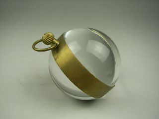 Chinese old brass glass pocket watch ball clock diameter 60mm 3
