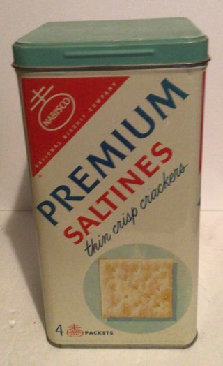 Vintage Antique Nabisco Saltine Premium Crackers Tin Can