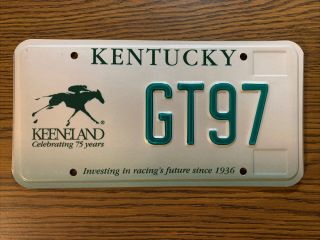 Kentucky License Plate Keeneland Horse Racing Vanity “gt97” Rare