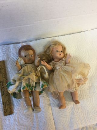 2 Vintage Vogue Dolls With Clothes 7 1/2” Toddles Pre - Ginny 1940’s
