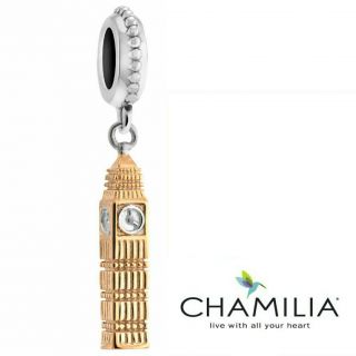Rare Chamilia Silver 925 & Gold Plate Big Ben Bracelet Charm