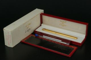 Cartier Trinity Vendome Gold Ballpoint Pen Vintage Rare W/box C98