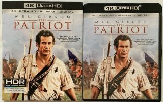 The Patriot 4k Ultra Hd Blu Ray 2 Disc Set,  Rare Oop Slipcover Sleeve Buy Itnow