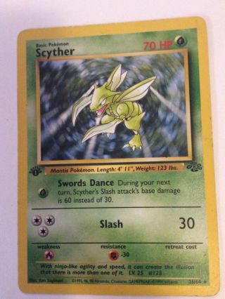 Pokemon Scyther 26/64 Rare 1st Edition Jungle Set