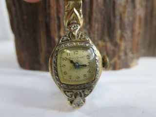 Vintage Bulova 10k Gold Filled Diamond Case Ladies Winding Watch Repair Bb1