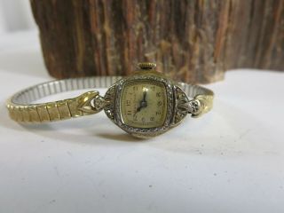 Vintage Bulova 10K Gold Filled Diamond Case Ladies Winding Watch Repair BB1 2