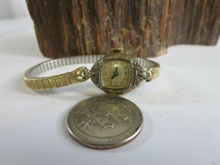 Vintage Bulova 10K Gold Filled Diamond Case Ladies Winding Watch Repair BB1 3