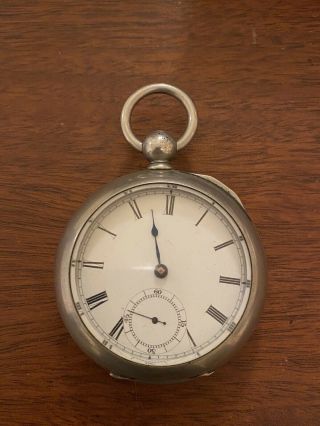 Antique Key Wind Awc Co Broadway Waltham Key Wind Pocket Watch 18 Size