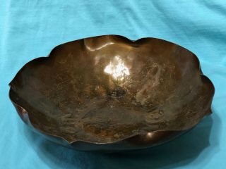 Antique Vintage Mission Arts & Crafts Copper Bowl Hand Made By Craftsman