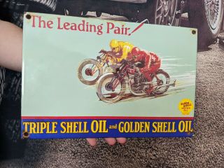 Rare Old Vintage Shell Motor Oil & Petrol Porcelain Metal Gas Pump Gasoline Sign