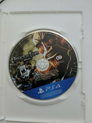 Attack On Titan (sony Playstation 4 / Ps4) Fast Disc Only Rare Oop