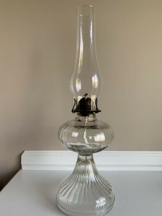 Antique P&a Eagle Thomaston Depression Large Glass Oil Lamp 19.  5”