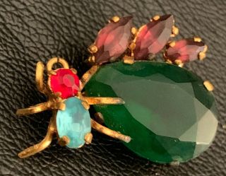 Very Rare Vintage Made In Czechoslovakia Crystal Rhinestone Pin Brooch Bee Bug