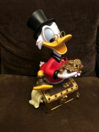 Extremely Rare Walt Disney Scrooge Mcduck On Treasure Chest Figurine Statue