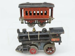 O Gauge Vintage Ives 1100 Pre - War Cast Iron 0 - 4 - 0 Steam W/hiawatha Coach - Rare