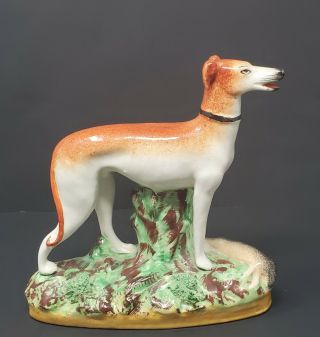 Circa 1900 Antique Staffordshire Whippet Hunting Dog Figurine - Rare -