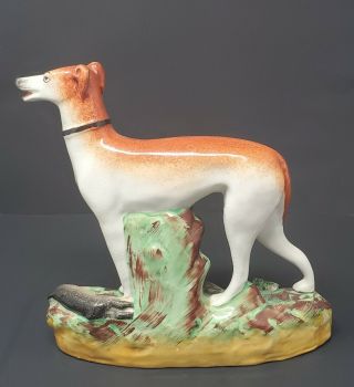 circa 1900 Antique Staffordshire Whippet Hunting Dog Figurine - RARE - 3