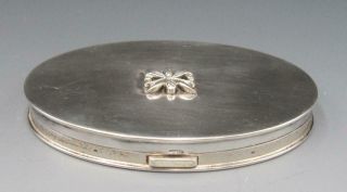 C1920 ' s American Art Deco Sterling Silver Ladies Oval Compact w/ Mirror 3