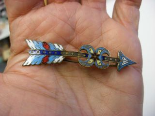 Antique Art Deco Style Enameled American Indian Arrow Brooch Pin 2166