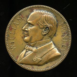 1901 William Mckinley Memorial Medal: 77mm Bronze (charles E.  Barber) : Antique