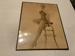 Marilyn Monroe Sexy Leggy Sits On Stool Rare Photo Framed