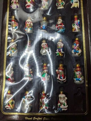 Vintage Very Rare Unique Treasure Box Of 24 Miniature Glass Handcrafted Ornament