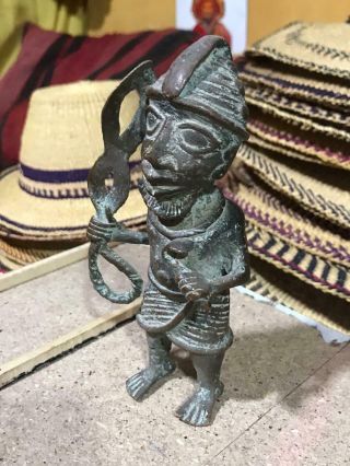 Rare Antique African Warrior Tribal Bronze Sculpture