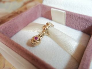 Authentic Pandora 14ct Gold & Ruby Rose Pendant Charm 750359ru - Rare