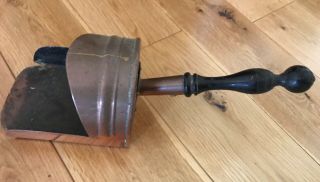 Vintage Quality Copper Coal Shovel With Wooden Handle