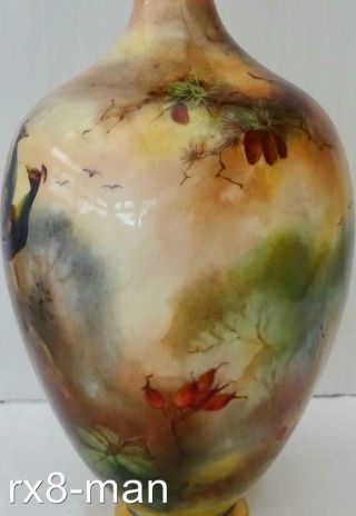 1905 RARE ROYAL WORCESTER HAND PAINTED PEACOCKS VASE BY HENRY MARTIN 4