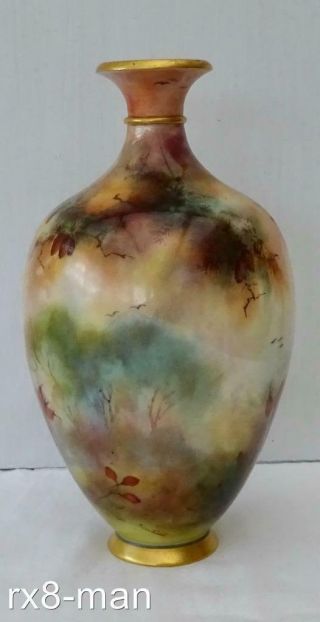 1905 RARE ROYAL WORCESTER HAND PAINTED PEACOCKS VASE BY HENRY MARTIN 5