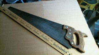1940 Disston D - 23 8 Pt.  Crosscut 26 In Antique Vintage Old Hand Saw Tool Etch