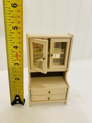 Vintage Lundby Mini Dollhouse Kitchen Furniture Cabinet Hutch 1:12 Cream