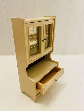Vintage Lundby Mini Dollhouse Kitchen Furniture Cabinet Hutch 1:12 Cream 3