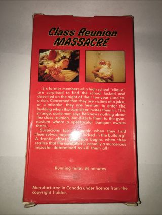 Class Reunion Massacre VHS (Has Mold) Rare Horror Htf Slasher 3