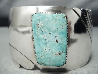 Vivid Rare Carico Lake Turquoise Vintage Navajo Sterling Silver Bracelet