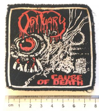 Obituary Cause Of Death Logo Patch Vintage Black Rare 8 Cm