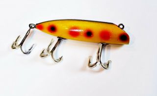 Tough South Bend 973 No Eye Bass Oreno Lure Yellow Spotted In 1920s