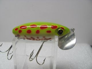 Pristine Arbogast 5/8 Oz.  Jitterbug In Frog With Red Blotches,  Side Stenci