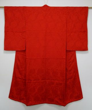 Japanese Kimono Silk Antique Long Juban / Flower & Asanoha / Vintage Kinsha Silk