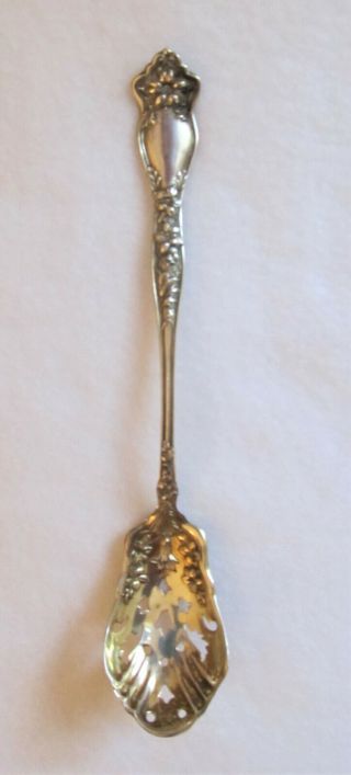 Vintage Waltrous Sterling Silver Pierced Bowl Serving Spoon In Althea Pattern