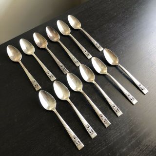 Set Of 12 Vintage Oneida Community Coronation Silverplate Flatware Spoons Art Nr
