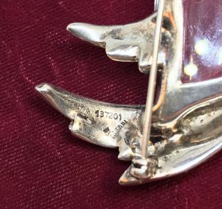 Large Rare TRIFARI Alfred Philippe Sterling Lucite JELLY BELLY Swimming Swan Pin 5