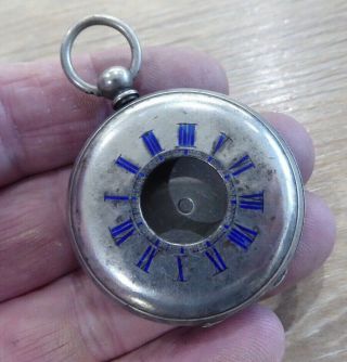 Antique Solid Silver Half Hunter Pocket Watch Case With Enamelled Chapter Ring
