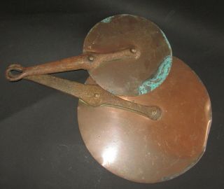 2 Couvercle De Casserole Cuivre Diam 22 Et 15cm Antique Copper Pan Lids
