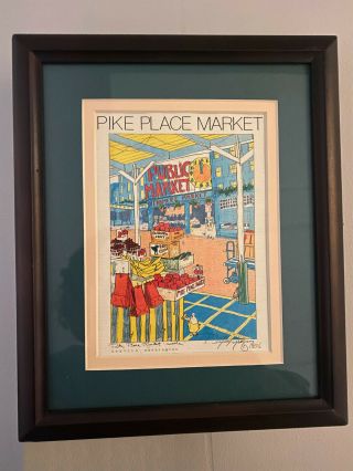Vintage Pike Place Market Color Print Double Signed By Artist Tim Robinson 1996