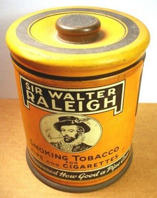 Vintage Antique Sir Walter Raleigh Smoking Tobacco Tin Canister
