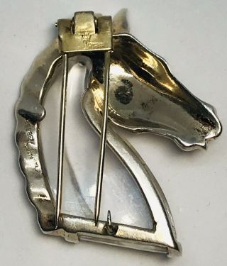 Large Rare TRIFARI Alfred Philippe Sterling Lucite JELLY BELLY Horse Head Pin 3