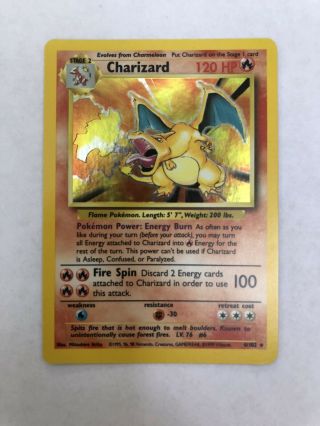 1999 Pokemon Charizard 4/102 Holo Base Set Unlimited - Rare - Near