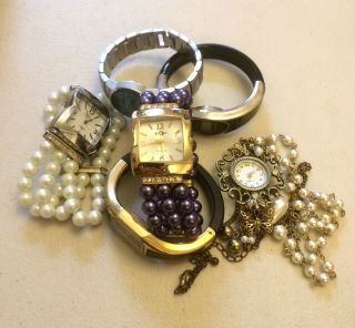 Ladies Watch Bundle Bracelet Beads Stainless Steel Pendant Jewellery X6 Various